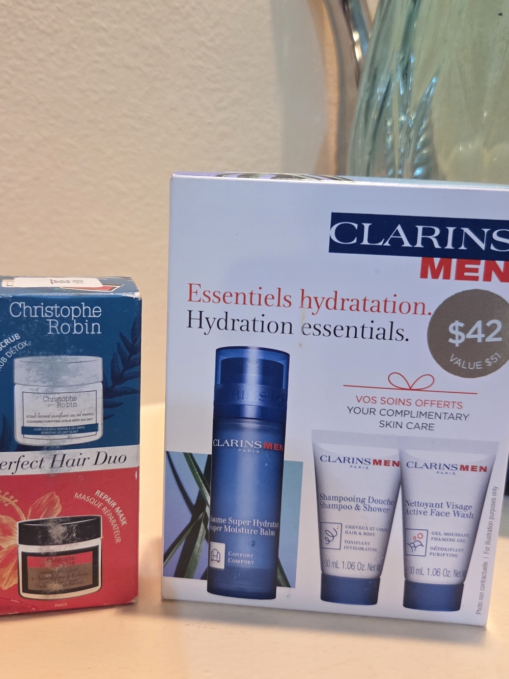 New beauty and grooming bundle featuring the Clarins Men Hydration Essentials sk